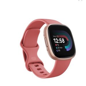 Fitbit Versa 4 Pink Sand Copper Rose Smartwatch, 39mm